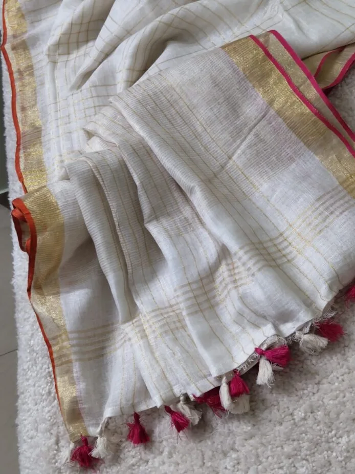 Onam sarees for women on the floor