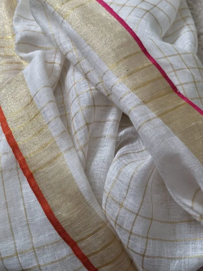 Onam sarees for women on the floor