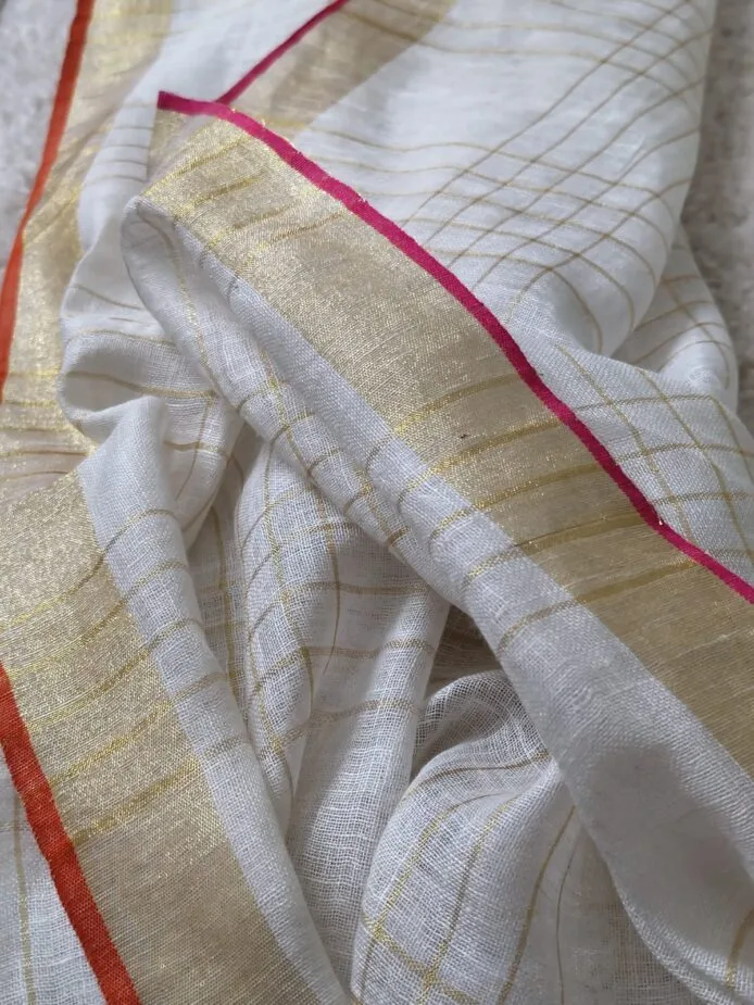 Onam sarees for women on the floor