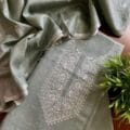 Linen Embroidered Suit for Women shooting on the floor