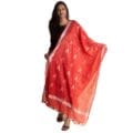 Red Cotton Dupatta waer a model