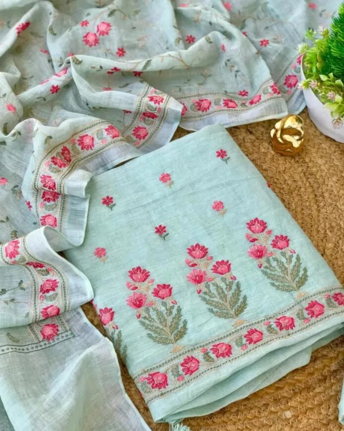 Stylish Linen Embroidery Suits for Ladies