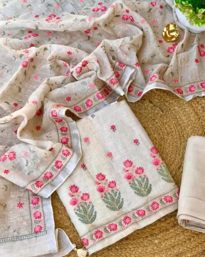 Exclusive Linen Embroidered Suits Online