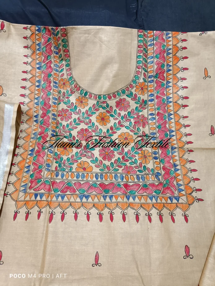 Hand-Painted Madhubani Cotton Linen Salwar Suit Material