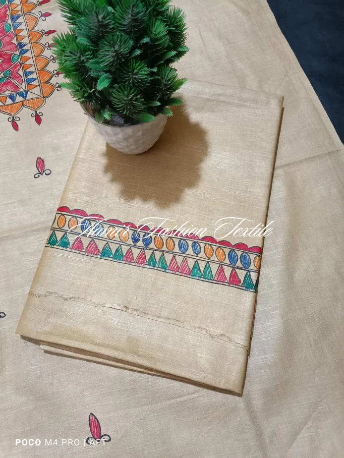Hand-Painted Madhubani Cotton Linen Salwar Suit Material