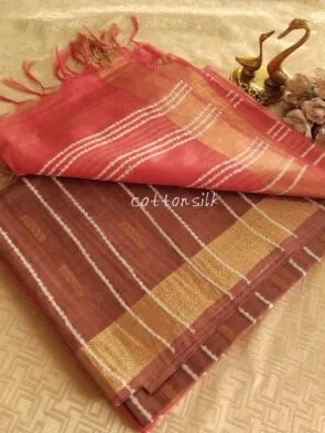 Stylish Semi Silk Sarees on the floor with pot