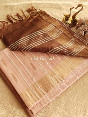 Stylish Semi Silk Sarees on the floor with pot