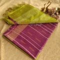 Stylish Semi Silk Sarees on the floor with pot