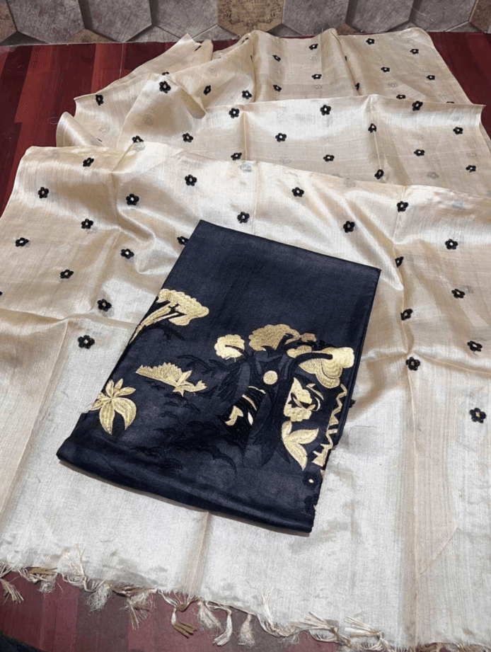 Tussar Silk Salwar Suits Online with Embroidery Work