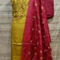 Tussar Silk Churidar Salwar Suit Material with Elegant Embroidery Design