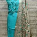 Tussar Silk Churidar Salwar Suit Material with Elegant Embroidery Design