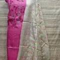 Tussar Silk Churidar Salwar Suit Material with Elegant Embroidery Design