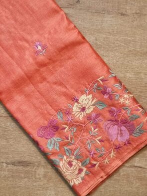 Bhagalpuri Tussar Silk Saree with Heavy Embroidery Work – 100% Pure Silk