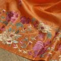 Orange Tussar Silk Saree for Weddings