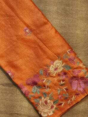 Orange Tussar Silk Saree for Weddings