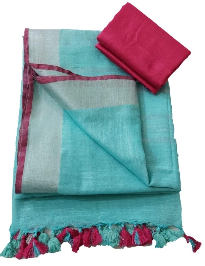 pure cotton linen sarees with blouse