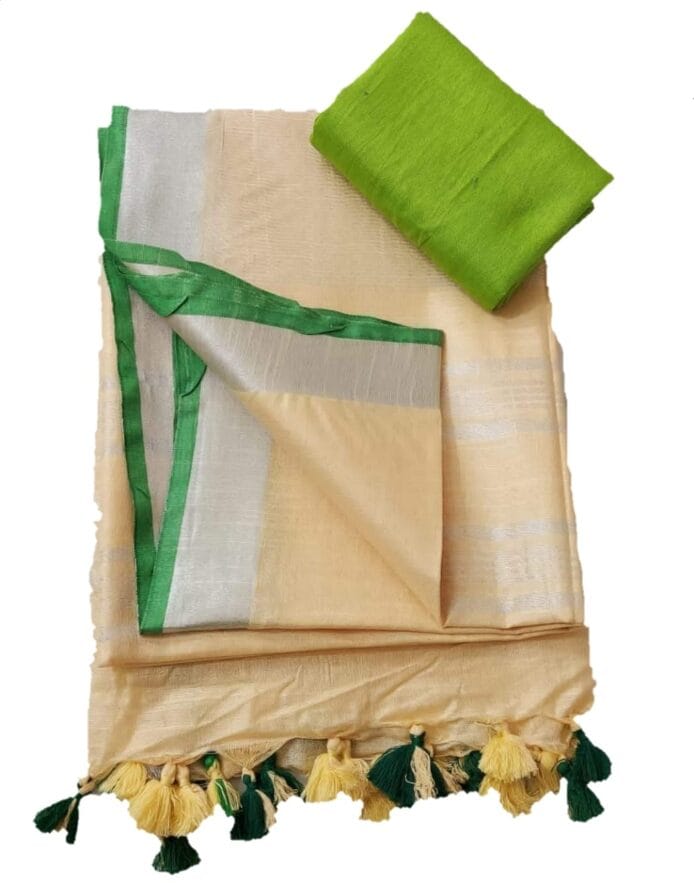 pure cotton linen sarees with blouse