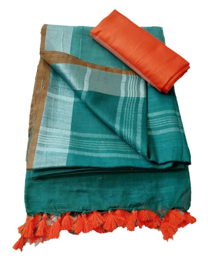 pure cotton linen sarees with blouse