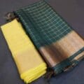 Mangalagiri Kota Silk Saree with check weaving design and temple border