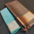 Mangalagiri Kota Silk Saree with check weaving design and temple border