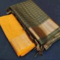 Mangalagiri Kota Silk Saree with check weaving design and temple border