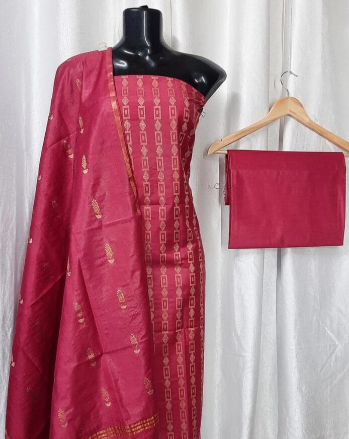 Unstitched Handloom Cotton Silk Dress Material for Women