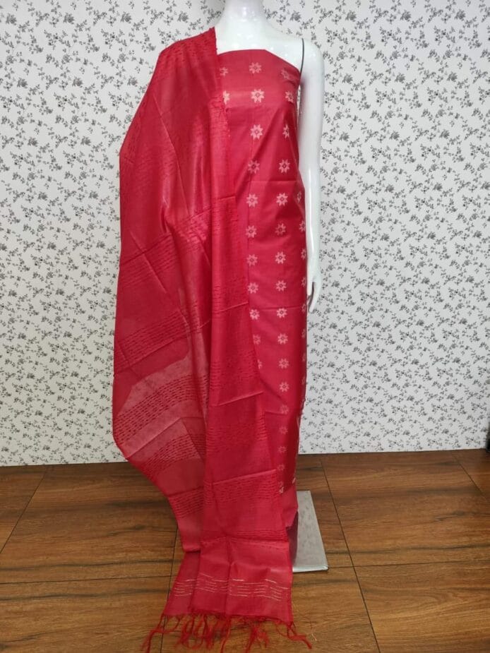 Cotton Silk Churidar Materials with dommy in picture