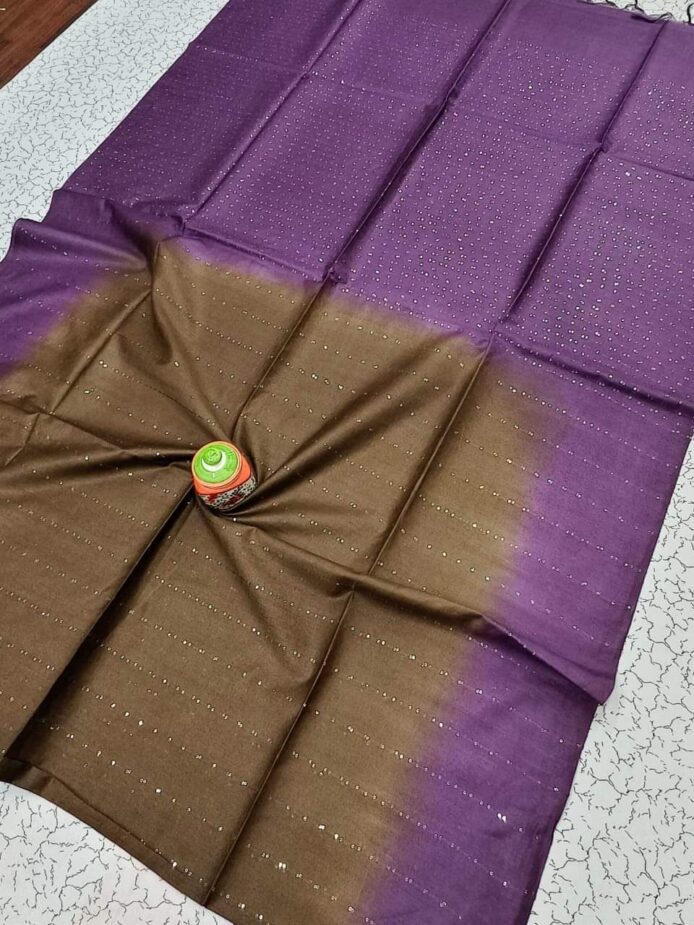 Sequins Striped Kota Silk Saree on the Floor