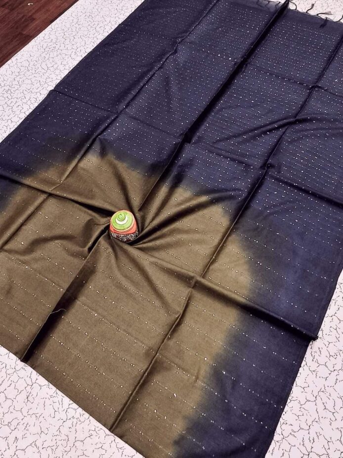 Sequins Striped Kota Silk Saree on the Floor