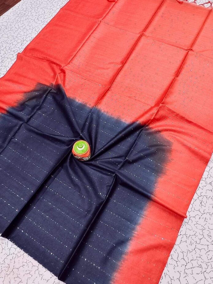 Sequins Striped Kota Silk Saree on the Floor