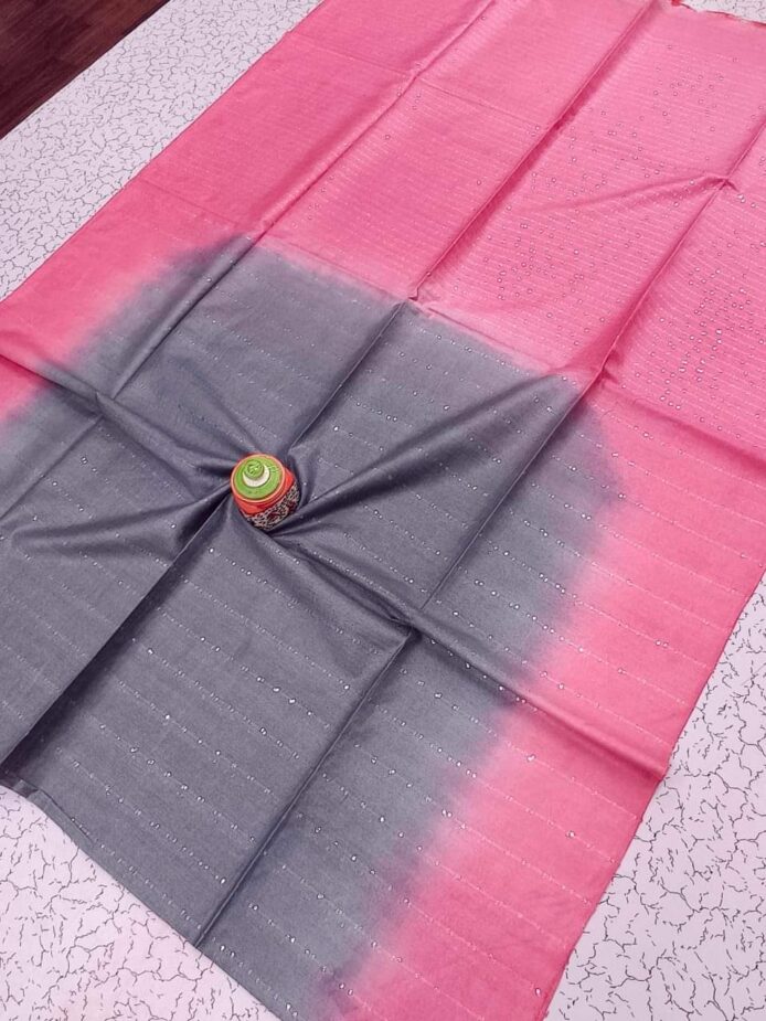 Sequins Striped Kota Silk Saree on the Floor