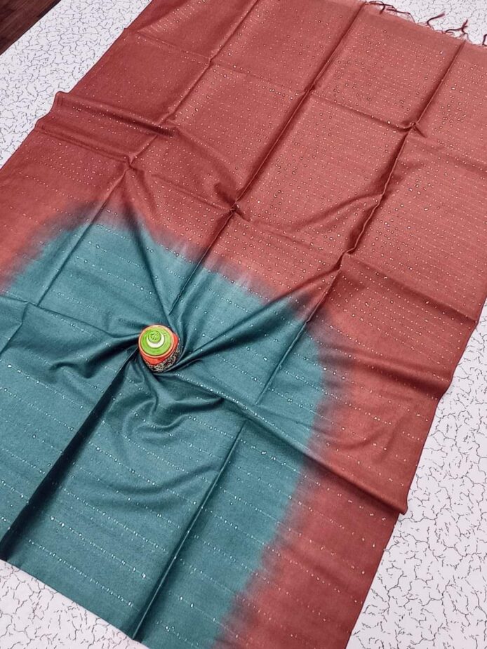 Sequins Striped Kota Silk Saree on the Floor