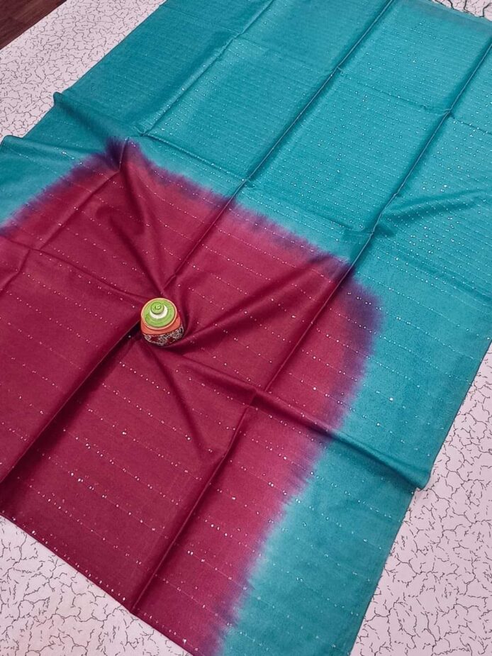 Sequins Striped Kota Silk Saree on the Floor