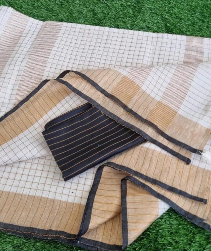 Buy Linen Sarees Online – Off White Traditional Saree
