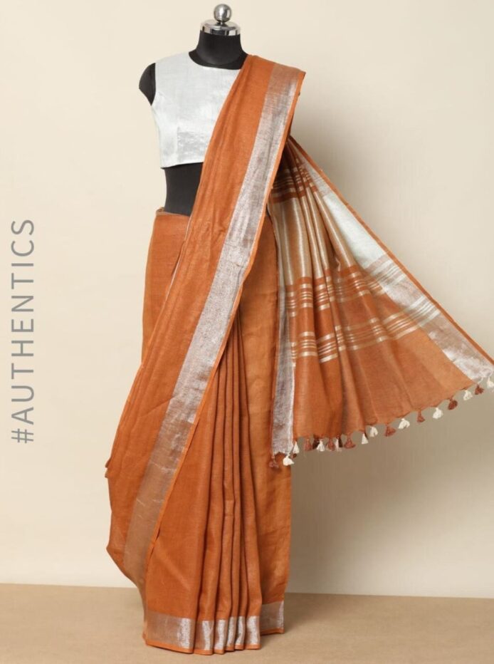 Linen by Linen saree with Dummy in picture