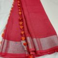 Pure Linen Sarees with Zari Border