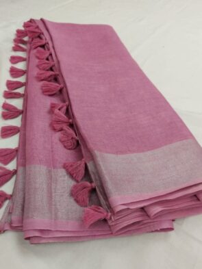 Pure Linen Sarees with Zari Border