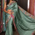 Pure Handloom Saree in Pure Tussar Silk – Parsi Hand Embroidery Work