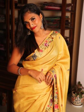 Tussar Silk Saree with Embroidery – Pure Tussar Silk Saree for Festive & Wedding Wear