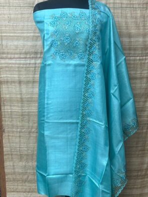 Pure Tussar Silk Cutwork Dress Material