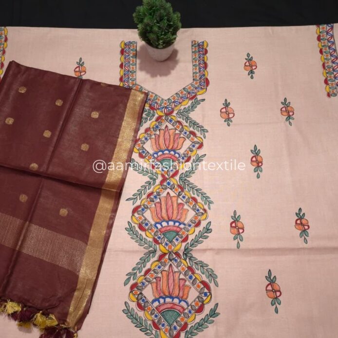 Buy Madhubani print dress material online on the floor