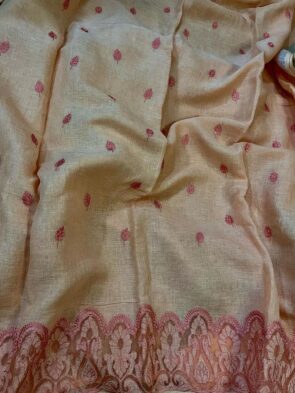 Women Linen Applique Work Dress Material