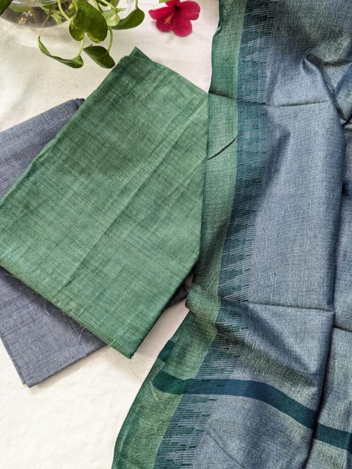 Khadi Cotton Unstitched Suit – Temple Border Dupatta