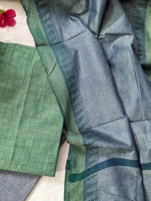 Khadi Cotton Unstitched Suit – Temple Border Dupatta