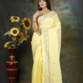 Pure Linen Saree with Bead and Sequin Work | Aamir Fashion Textile