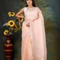 Pure Linen Saree with Bead and Sequin Work | Aamir Fashion Textile