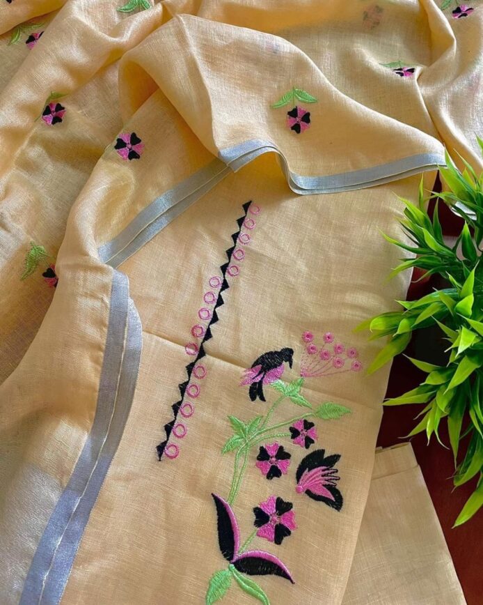Linen Salwar Kameez with Dupatta | Embroidery Work | Party & Wedding Wear