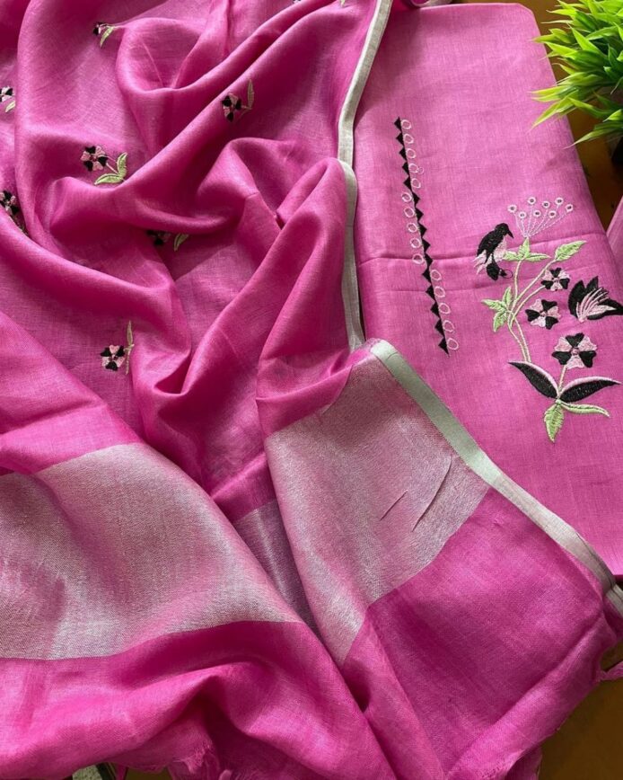 Unstitched Linen Suits for Ladies with Embroidery | Party Wear