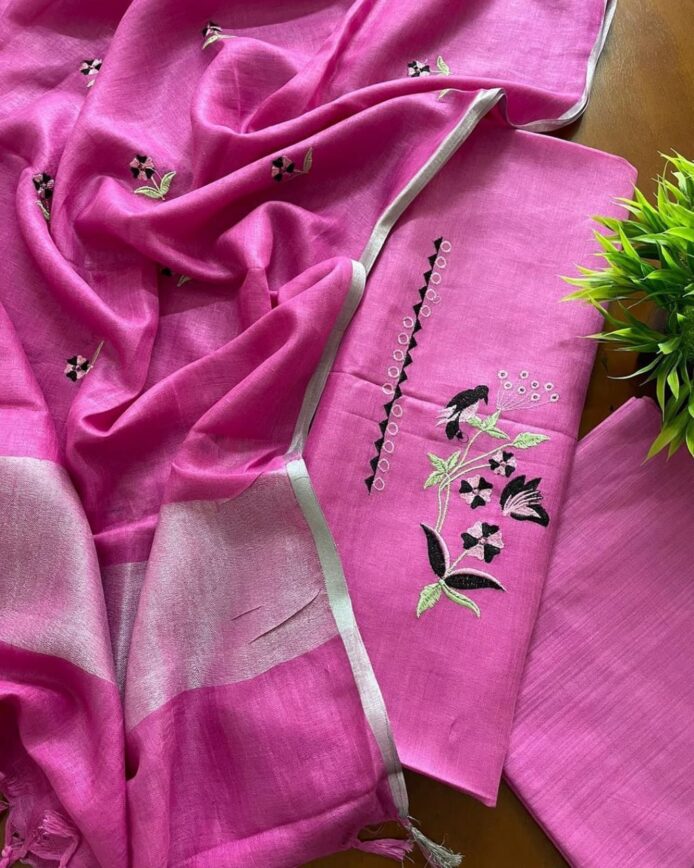 Unstitched Linen Suits for Ladies with Embroidery | Party Wear