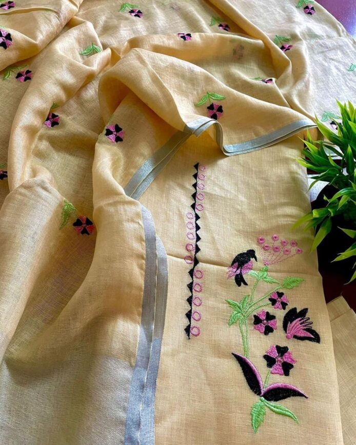 Linen Salwar Kameez with Dupatta | Embroidery Work | Party & Wedding Wear
